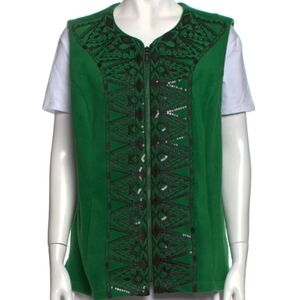 BOB MACKIE WEARABLE‎ ART Vest   Size: M Green Christmas Holidays Casual Warm
